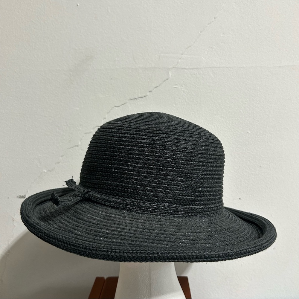 Vintage Talbots Paper Straw Summer Hat in Black Travel Vacation